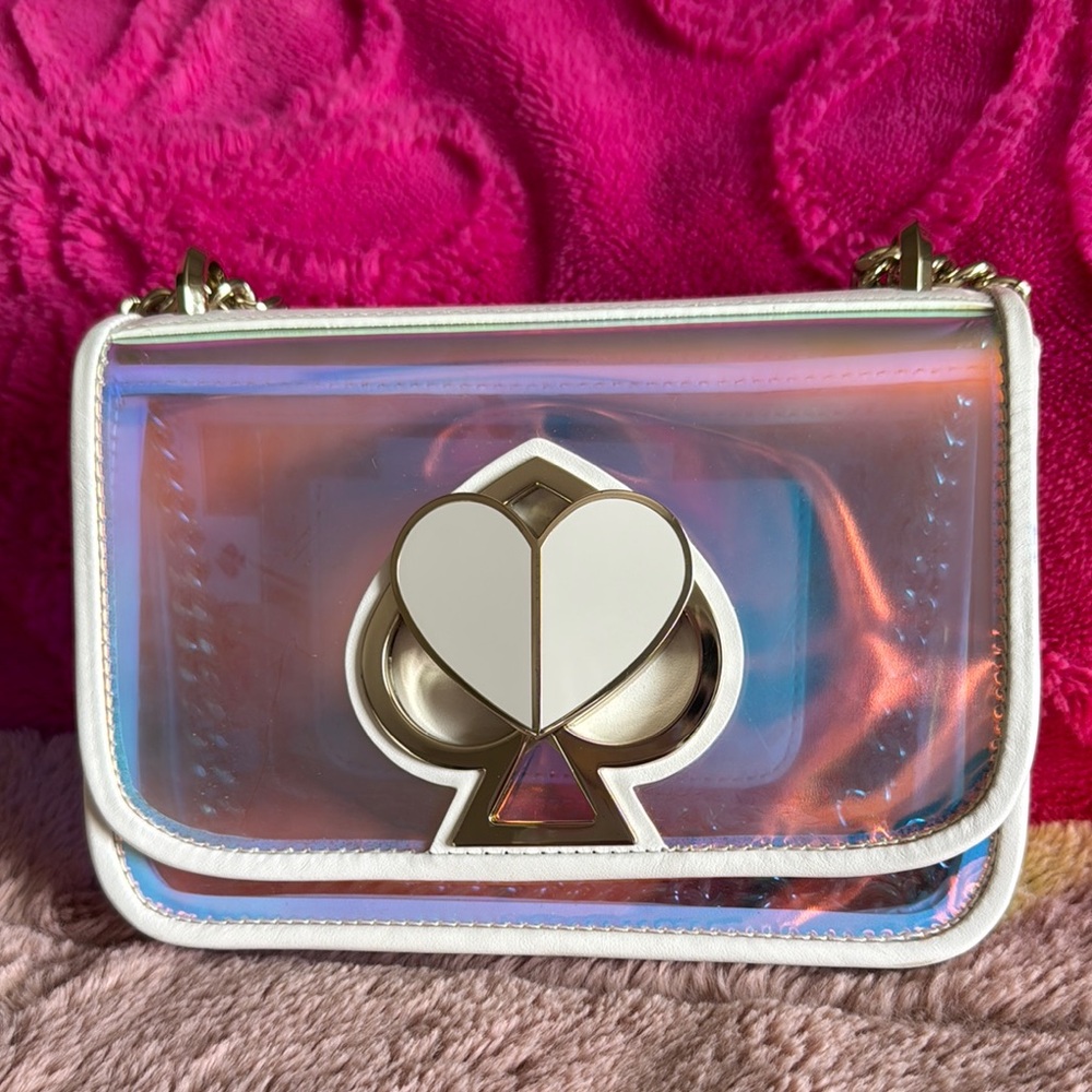 ✨ S O L D ✨ Kate Spade Optic White Hologram Iridescent Nicola Bag - Picture 3 of 11